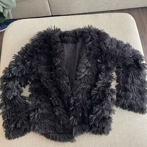 Fur jacket black great for holidays